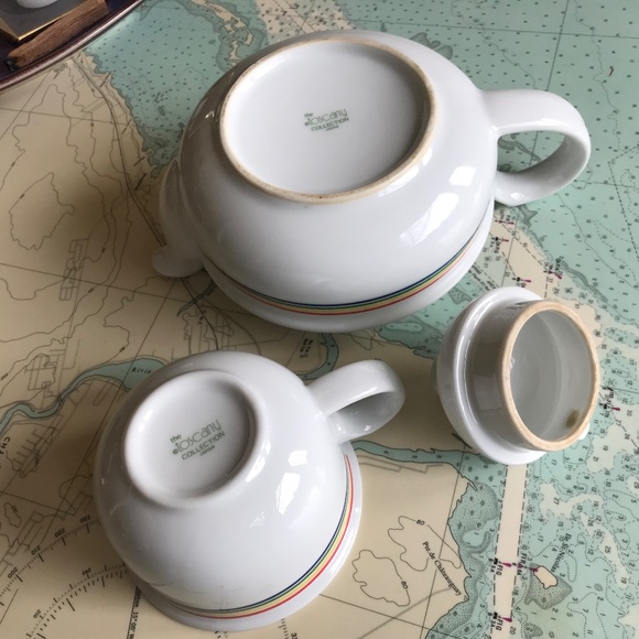 80s Rainbow Stripe Teapot Set The Toscany Collection Japan - Picture 5 of 5